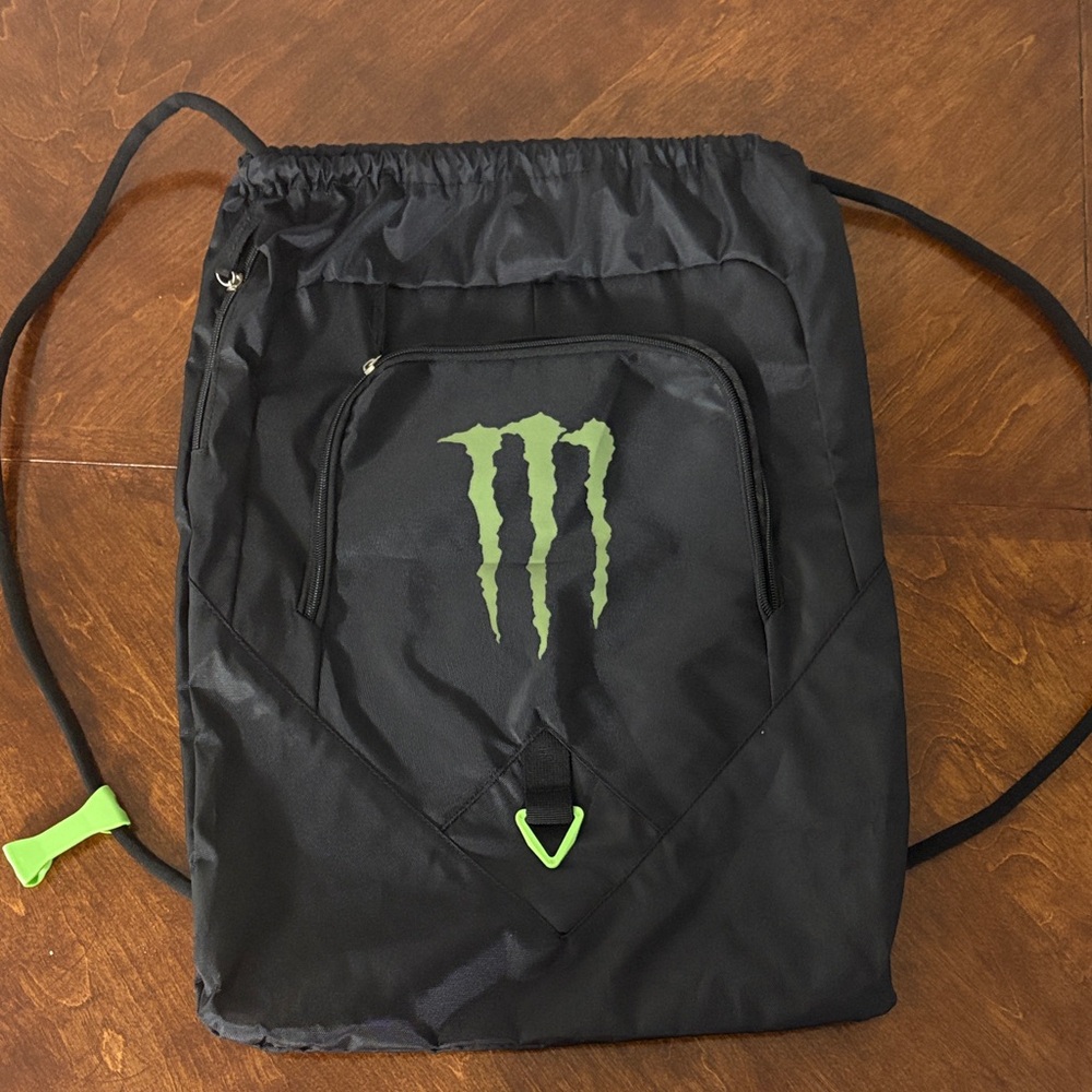Black Monster Energy Drawstring Bag
